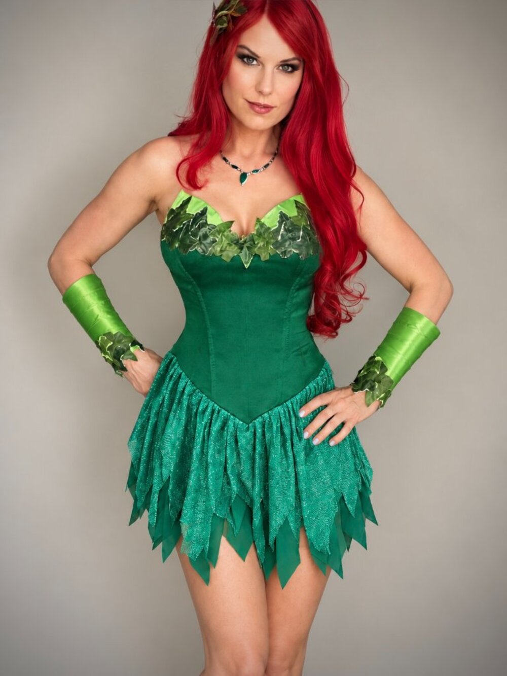 Poison Ivy Costume Dress ML and handmade Arm bands